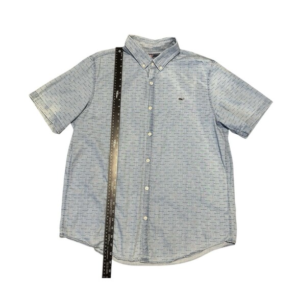 Vineyard Vines Slim Fit Whale Shirt Mens Size L Blue Short Sleeve Button Up - Picture 2 of 9